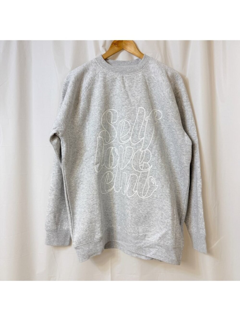 Brunette The Label SELF LOVE CLUB Pebble Grey Big Sister Crew Sweatshirt S/M